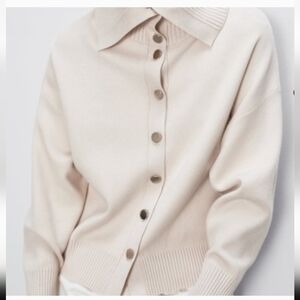 Zara Cream Button-Up Women's Cardigan